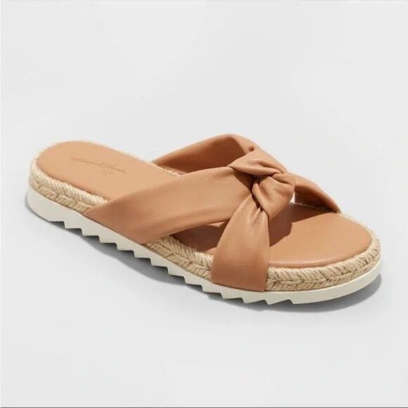 Universal Thread Dena‎ Knotted Tan Espadrille Sandal Size 8 1/2 NEW WITH TAG - Picture 1 of 10